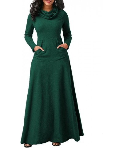 Womens Turtleneck Long Sweatshirt Dresses Sweatshirt Plus Size Floor Length Sweatshirt Dress Tunic with Pocket Green $18.69 D...