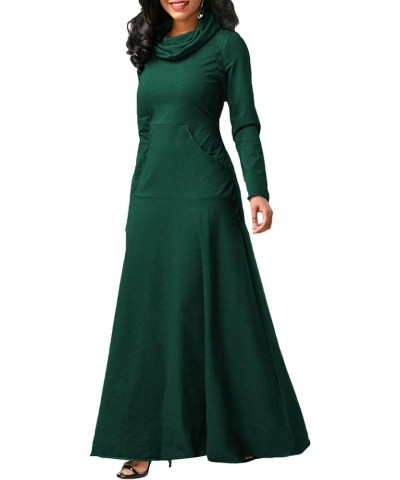 Womens Turtleneck Long Sweatshirt Dresses Sweatshirt Plus Size Floor Length Sweatshirt Dress Tunic with Pocket Green $18.69 D...