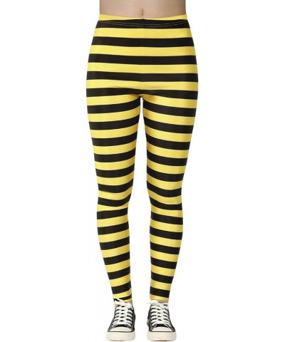 Womens Funny Printed Leggings Digital Print Footless Stretchy Tights Black & Yellow $12.74 Leggings