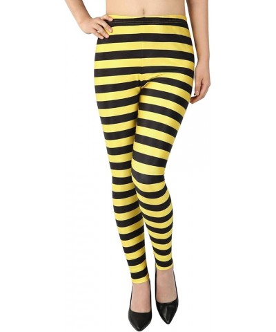 Womens Funny Printed Leggings Digital Print Footless Stretchy Tights Black & Yellow $12.74 Leggings