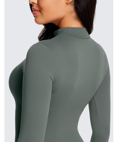 Butterluxe Long Sleeve Bodysuits for Women Mock Turtleneck Bodysuit Tops Soft Stretchy Grey Sage $22.79 Bodysuits