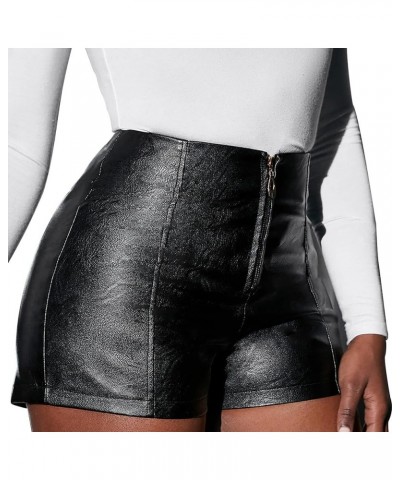 Women's Faux Leather High Waist Shorts Stretch Slim HIPS Motorcycle Skinny Hot Shorts for Club Party Black5 $21.45 Shorts