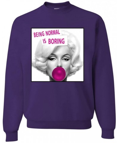 Marilyn Monroe Being Normal is Boring Famous People Unisex Crewneck Graphic Sweatshirt Purple $15.05 Activewear