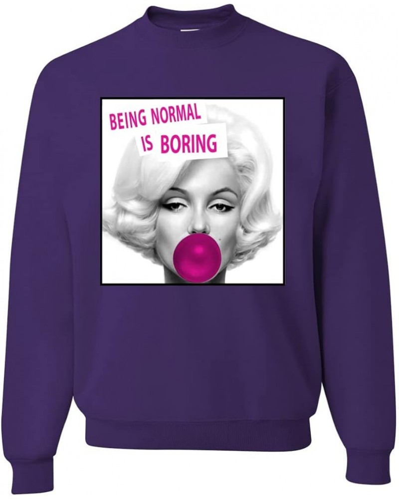 Marilyn Monroe Being Normal is Boring Famous People Unisex Crewneck Graphic Sweatshirt Purple $15.05 Activewear