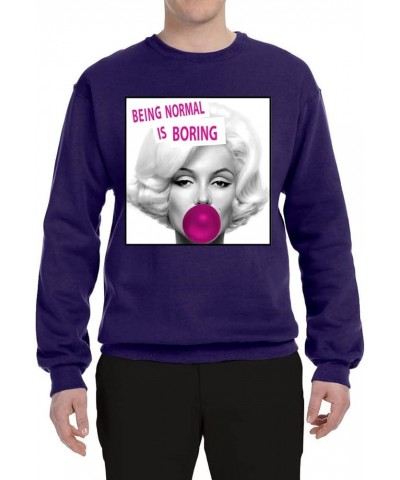 Marilyn Monroe Being Normal is Boring Famous People Unisex Crewneck Graphic Sweatshirt Purple $15.05 Activewear