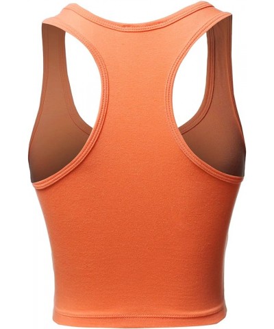 Women's Cotton Casual Scoop Neck Sleeveless Cropped Racerback Tank Tops Yawtkv0002 Deep Coral $8.15 Tanks