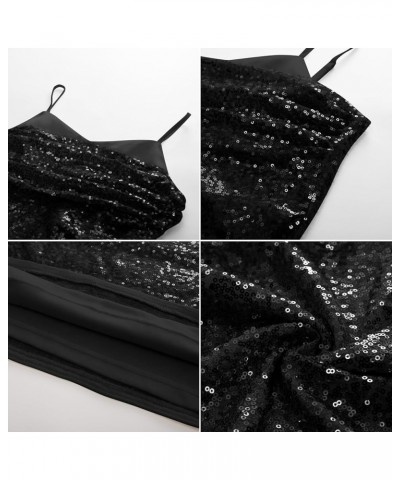 Women's Sequin Tank Tops Sleeveless Sparkle Shimmer Camisole Party Club Cocktail Vest Black $16.66 Tanks