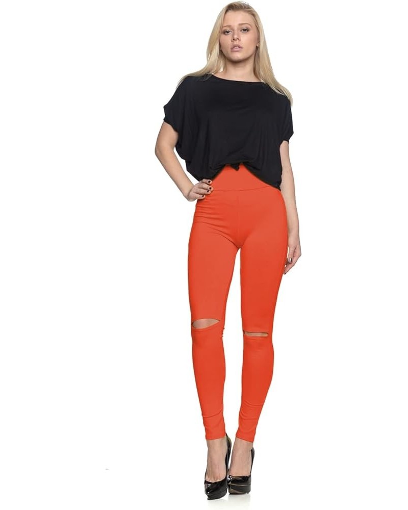 J2 Love Made in USA Knee Slit High Waist Full Length Jersey Legging (up to 5X) Orange $15.94 Leggings