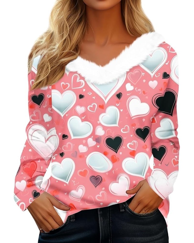 Sexy Tops for Women, Valentines Day Sweater Women Heart Shirts Blouses Long Sleeve Dressy Casual Fall Clothes Trendy 1-pink $...