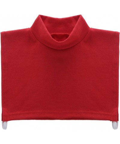 Women Cotton Mock Turtleneck Fake Collar Dickie Collar Detachable Half Blouse Pullover Shirt Fashion Faux Collar Red (Type A)...