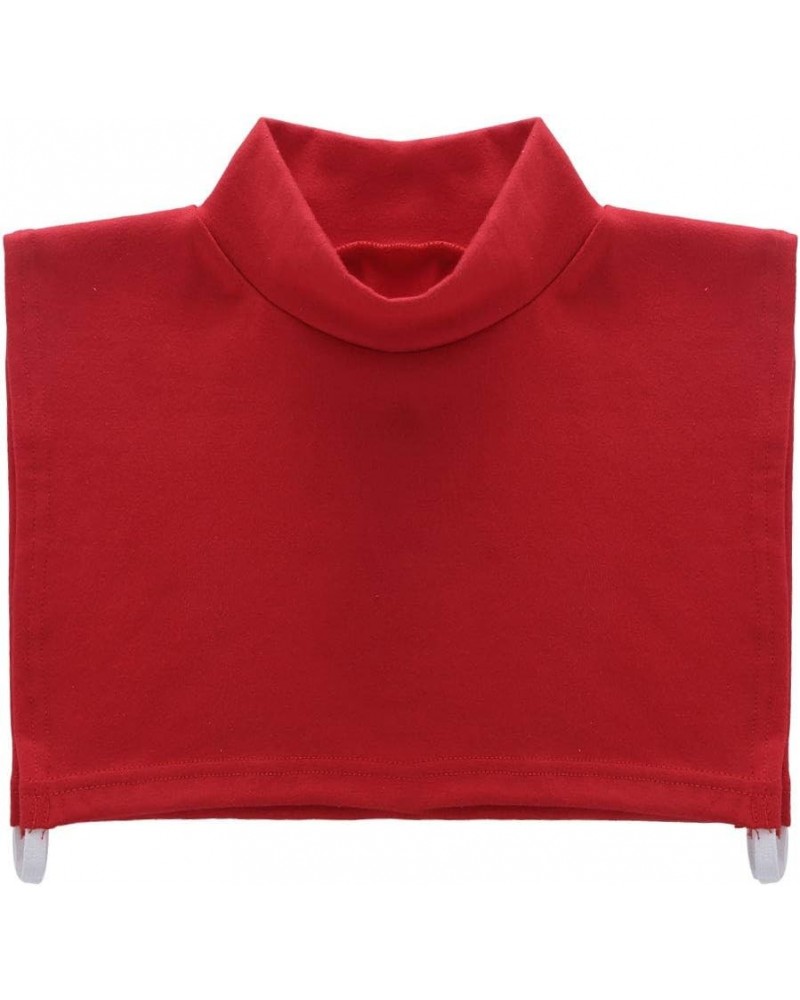 Women Cotton Mock Turtleneck Fake Collar Dickie Collar Detachable Half Blouse Pullover Shirt Fashion Faux Collar Red (Type A)...