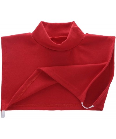 Women Cotton Mock Turtleneck Fake Collar Dickie Collar Detachable Half Blouse Pullover Shirt Fashion Faux Collar Red (Type A)...