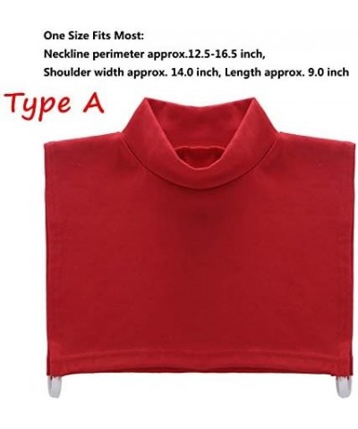 Women Cotton Mock Turtleneck Fake Collar Dickie Collar Detachable Half Blouse Pullover Shirt Fashion Faux Collar Red (Type A)...