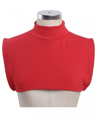 Women Cotton Mock Turtleneck Fake Collar Dickie Collar Detachable Half Blouse Pullover Shirt Fashion Faux Collar Red (Type A)...