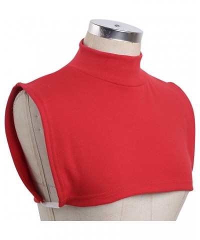 Women Cotton Mock Turtleneck Fake Collar Dickie Collar Detachable Half Blouse Pullover Shirt Fashion Faux Collar Red (Type A)...