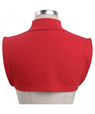 Women Cotton Mock Turtleneck Fake Collar Dickie Collar Detachable Half Blouse Pullover Shirt Fashion Faux Collar Red (Type A)...