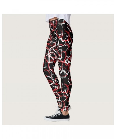 Holiday Heart Printed Leggings High Waisted Slim Tummy Control Pants for Gym Leggings Running Cycling Yoga 02-h $8.98 Leggings