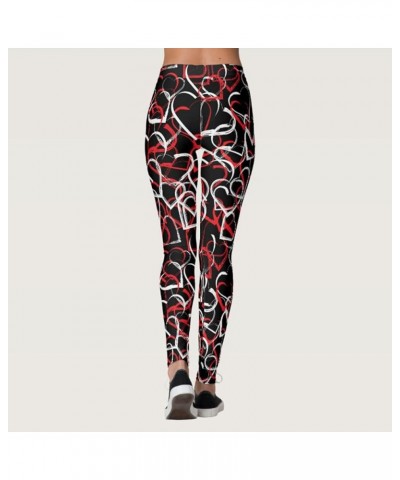 Holiday Heart Printed Leggings High Waisted Slim Tummy Control Pants for Gym Leggings Running Cycling Yoga 02-h $8.98 Leggings