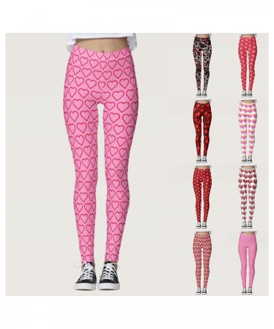 Holiday Heart Printed Leggings High Waisted Slim Tummy Control Pants for Gym Leggings Running Cycling Yoga 02-h $8.98 Leggings