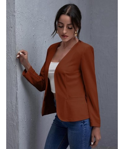 Women Work Casual Blazer with Pockets Open Front Office Suit Jacket Brown $17.50 Blazers