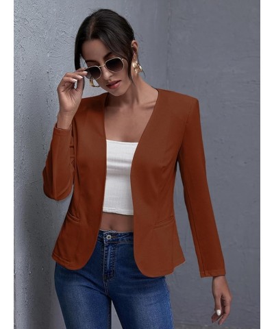 Women Work Casual Blazer with Pockets Open Front Office Suit Jacket Brown $17.50 Blazers