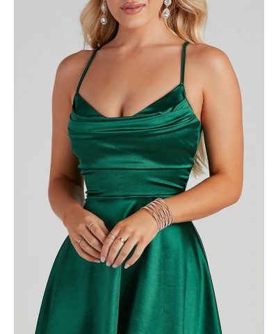 Women's Short Satin Homecoming Dresses for Teens with Pockets Spaghetti Straps V Neck Ruched Prom Cocktail Gown Teal $29.69 D...