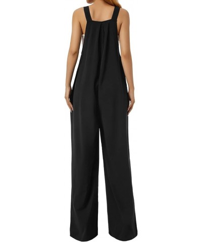 Jumpsuits for Women Casual Loose Wide Leg Boho Jumpsuit Baggy Overalls Square Neck Playsuits with Pockets Overalls Black $13....