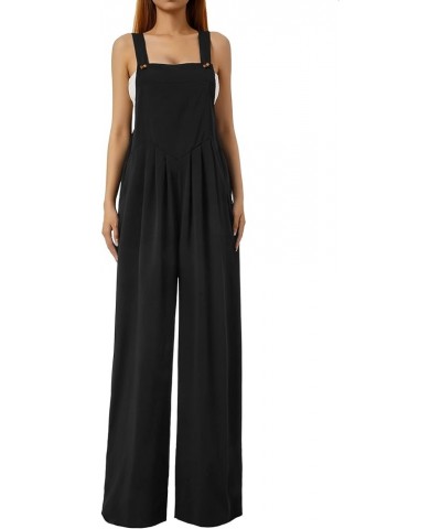 Jumpsuits for Women Casual Loose Wide Leg Boho Jumpsuit Baggy Overalls Square Neck Playsuits with Pockets Overalls Black $13....