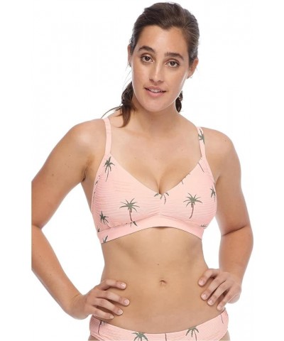 Women's Standard Drew D, Dd, E, F Cup Bikini Top Swimsuit Rio Dusty Pink Ribbed Print $24.85 Swimsuits