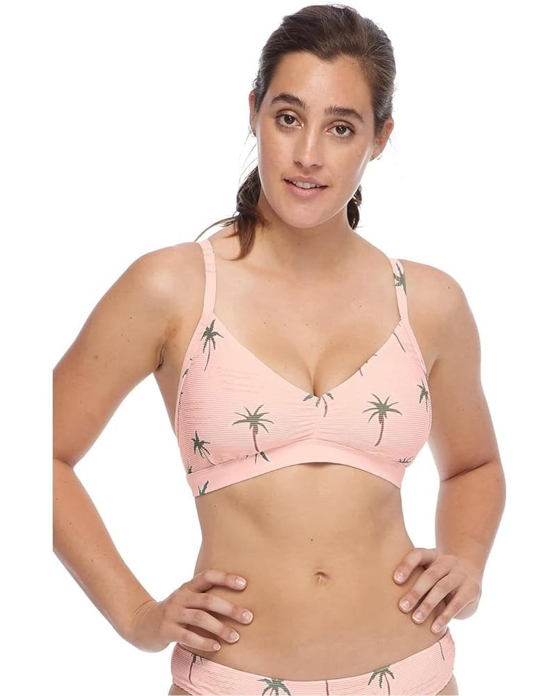 Women's Standard Drew D, Dd, E, F Cup Bikini Top Swimsuit Rio Dusty Pink Ribbed Print $24.85 Swimsuits