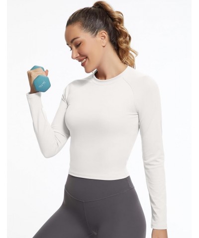 Womens Long Sleeve Crop Workout Tops Yoga Cropped Top Gym Shirts Athletic Clothes Slim Fit Xwhite $9.89 Activewear