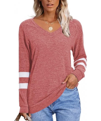 Womens Tops Fall Fashion 2023 Sweatshirt for Women Sweaters V Neck Long Sleeve Shirts Trendy Clothes L-pink $9.02 Hoodies & S...