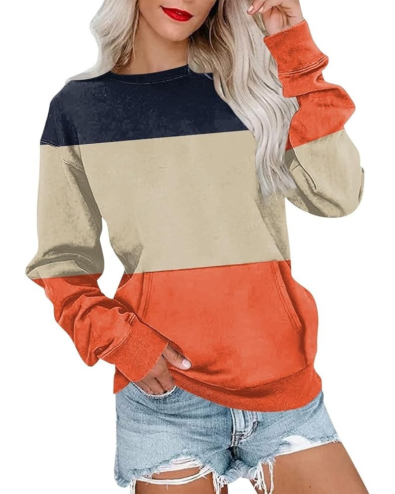 Women's Long Sleeve Sweatshirt Casual Crewneck Loose Fit Pollover Hoodie Fleece Fall Tops, S-3XL D-navy $10.03 Hoodies & Swea...