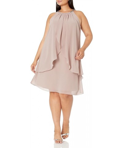 Women's Plus Size Split Front Halter Neck Dress Cashmere $42.37 Dresses