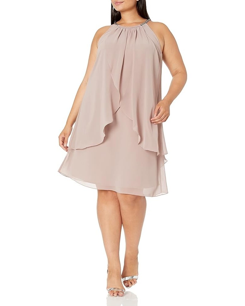 Women's Plus Size Split Front Halter Neck Dress Cashmere $42.37 Dresses