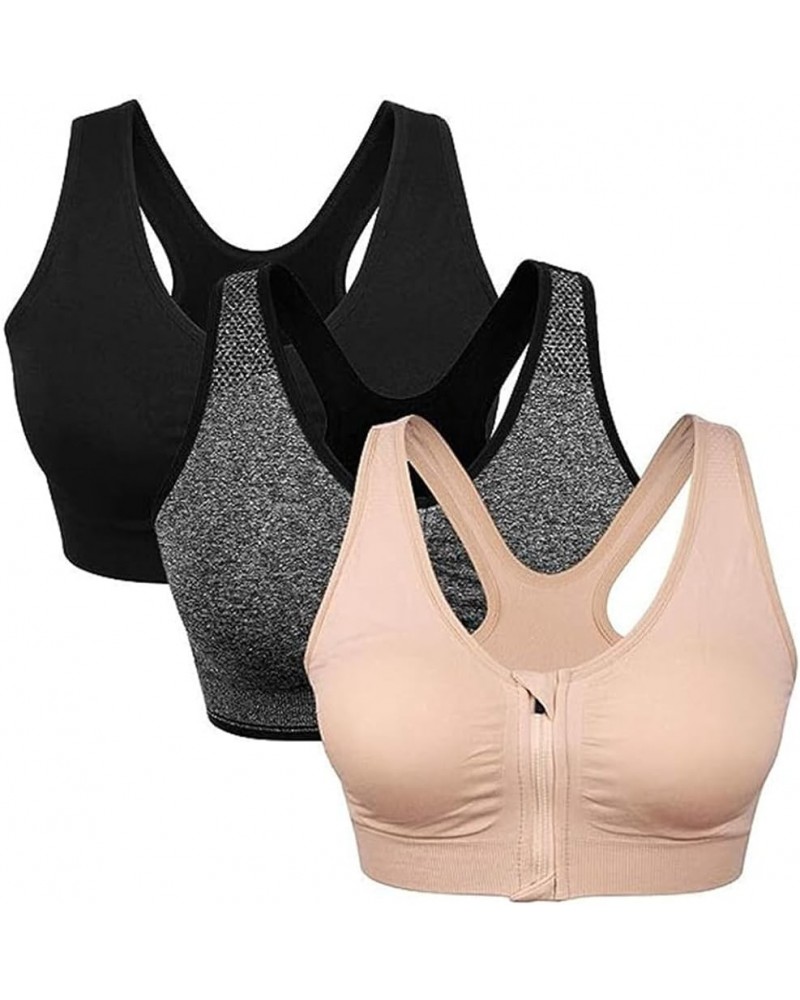 Lymphvity Detoxification and Shaping & Powerful Lifting Bra,Women's Zip Front Sports Bra G-3pcs $9.66 Lingerie