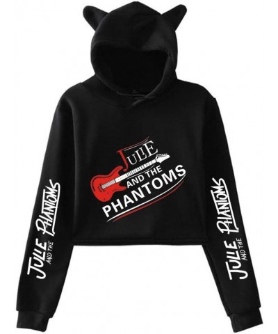 Julie and The Phantoms Sweatshirt Girls Casual Cat Cropped Hoodies Long Sleeve Pullover Crop Top Women's Hoodie Black2 $11.19...