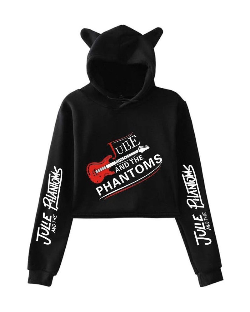 Julie and The Phantoms Sweatshirt Girls Casual Cat Cropped Hoodies Long Sleeve Pullover Crop Top Women's Hoodie Black2 $11.19...