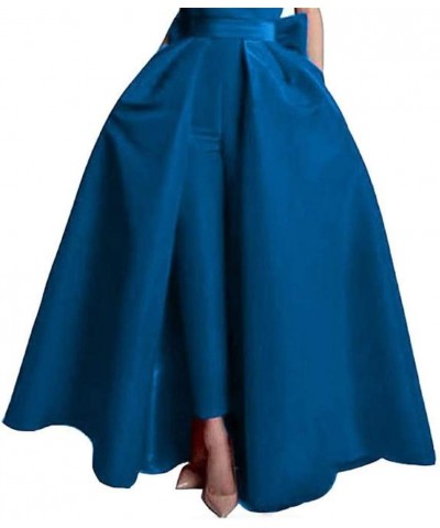 Women's Satin Detachable Train Skirt Prom Party Floor Length Overskirt with Bowknot Blue $17.21 Others