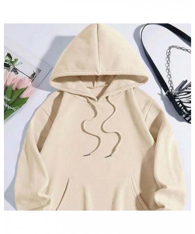 Women Mushroom Graphic Letter Print Oversized Fleece Hoodie Long Sleeve Casual Hooded Sweatshirt Pullover Tops Apricot $16.66...