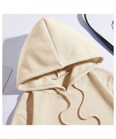 Women Mushroom Graphic Letter Print Oversized Fleece Hoodie Long Sleeve Casual Hooded Sweatshirt Pullover Tops Apricot $16.66...