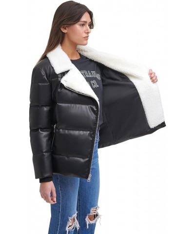 Women's Breanna Puffer Jacket (Standard and Plus Sizes) Black Faux Fur Trimmed Moto $32.34 Jackets