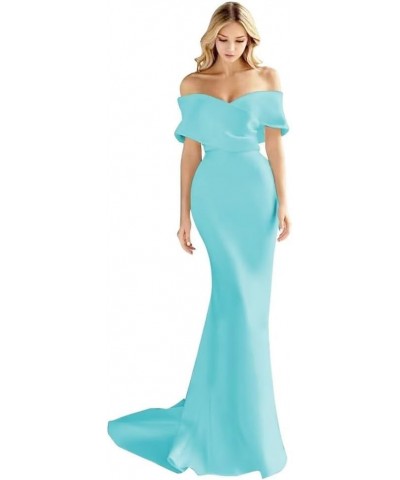 Off The Shoulder Mermaid Prom Dresses Long Satin Simple Wedding Dress Elegant Ruched Wrap Formal Evening Gowns for Women Ice ...