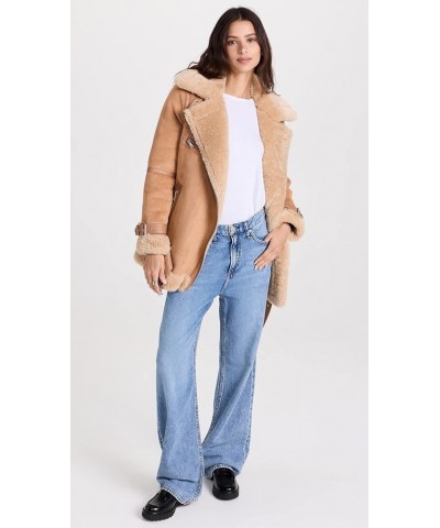 Women's Bonded Faux Shearling Biker Jacket Toffee $91.84 Coats