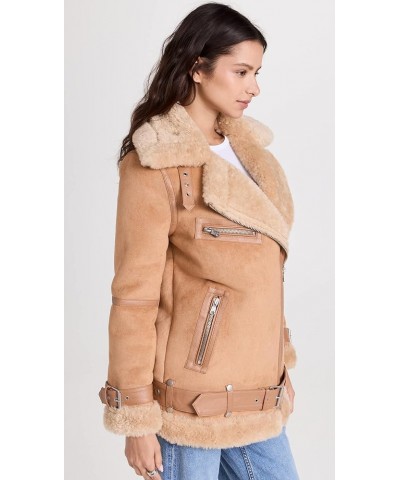 Women's Bonded Faux Shearling Biker Jacket Toffee $91.84 Coats