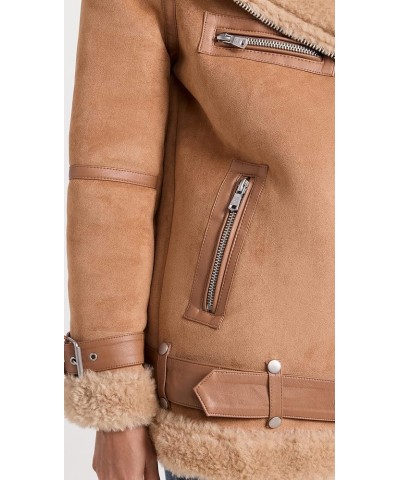 Women's Bonded Faux Shearling Biker Jacket Toffee $91.84 Coats