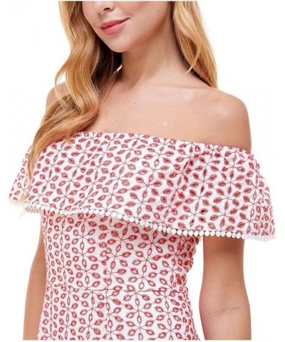 Womens Juniors Off-The-Shoulder Mini Fit & Flare Dress Red $9.23 Dresses