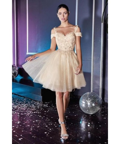 Tulle Cold Shoulder Homecoming Dresses Sparkly Lace Appliques Sweetheart Short Cocktail Party Prom Dresses Aqua $37.69 Dresses