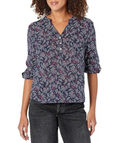 CARVE Women's Dylan Gauze Shirt Navy Ditsy $18.38 Blouses