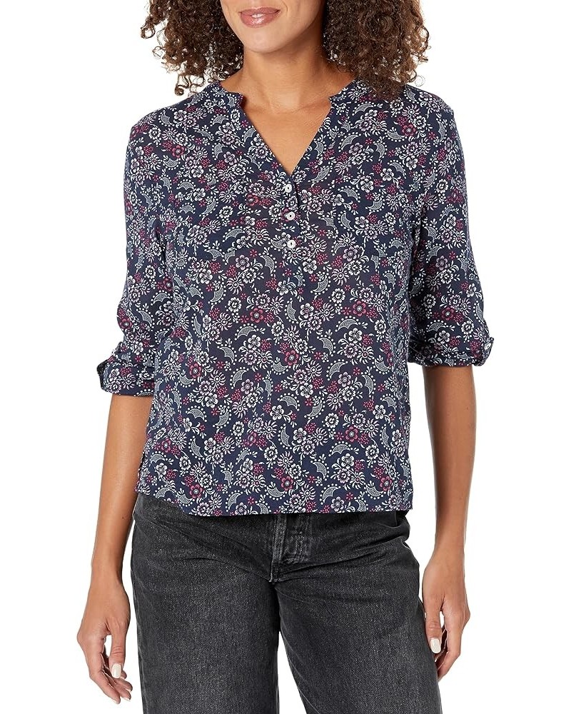 CARVE Women's Dylan Gauze Shirt Navy Ditsy $18.38 Blouses